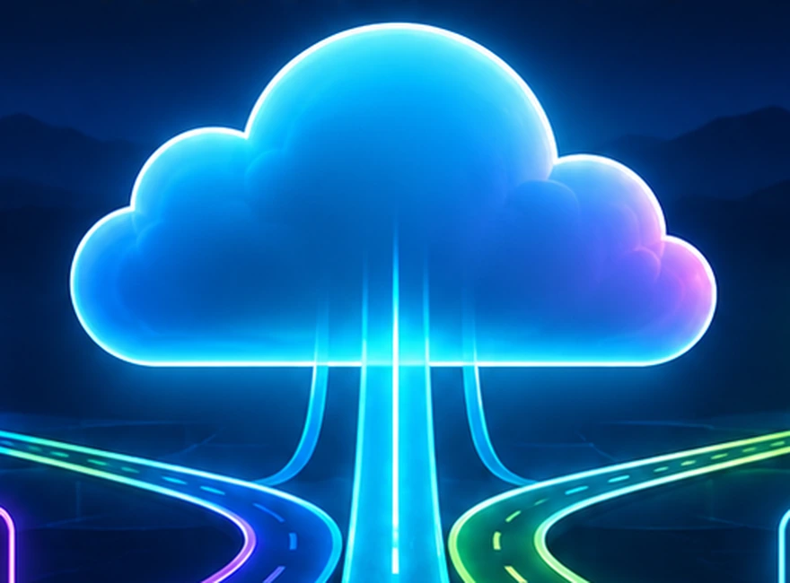 Luminous cloud illustration with branching paths representing cloud VPN connectivity.